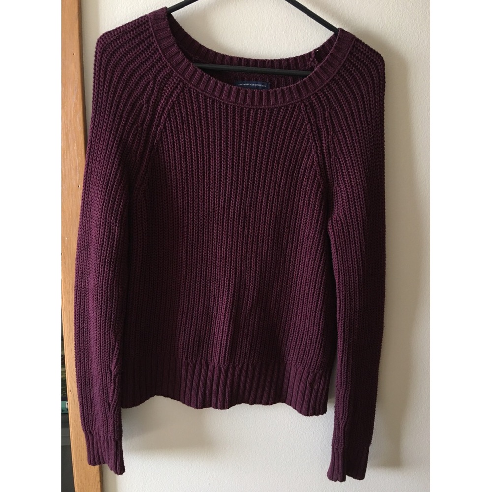 Burgundy Cotton Knit Sweater | M | American Eagle